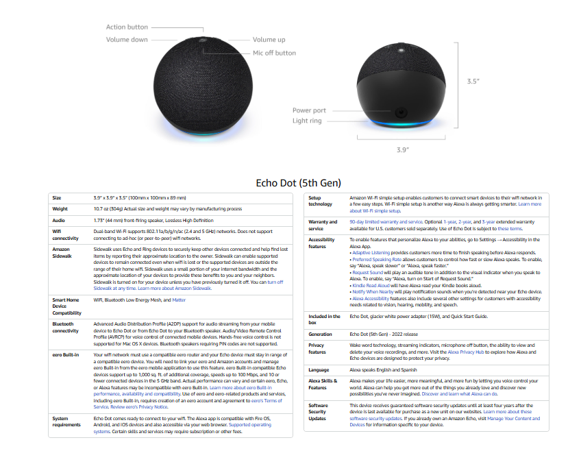 Electronic Product Specifications